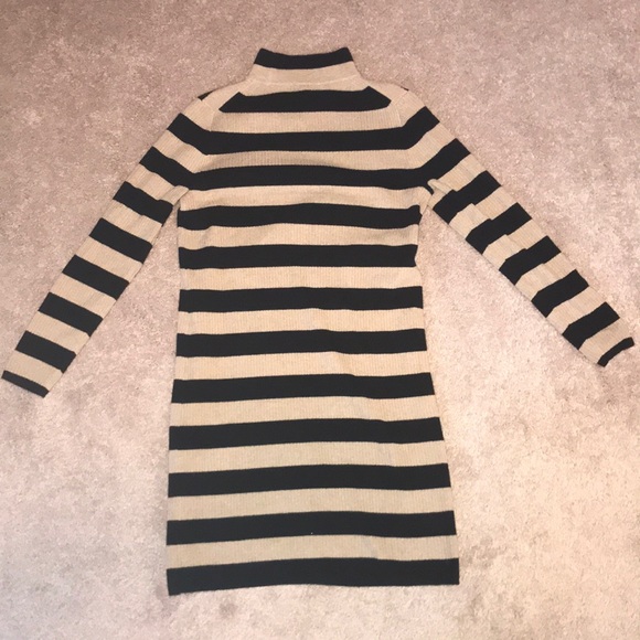 NWT J. Crew Striped Turtleneck Dress, Black&Camel - Picture 3 of 5
